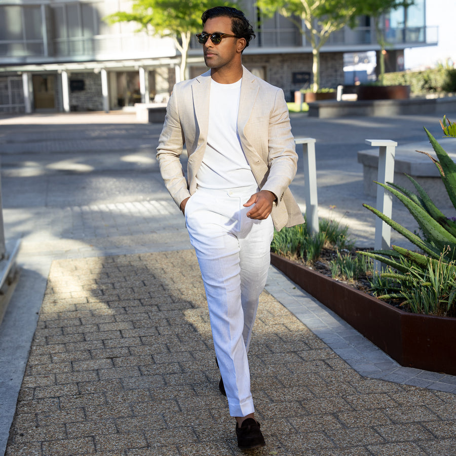 s*u様 デレス　deres linen jacket SAND The Lorenzo Linen & Cotton Blazer Sand – Collars & Co.