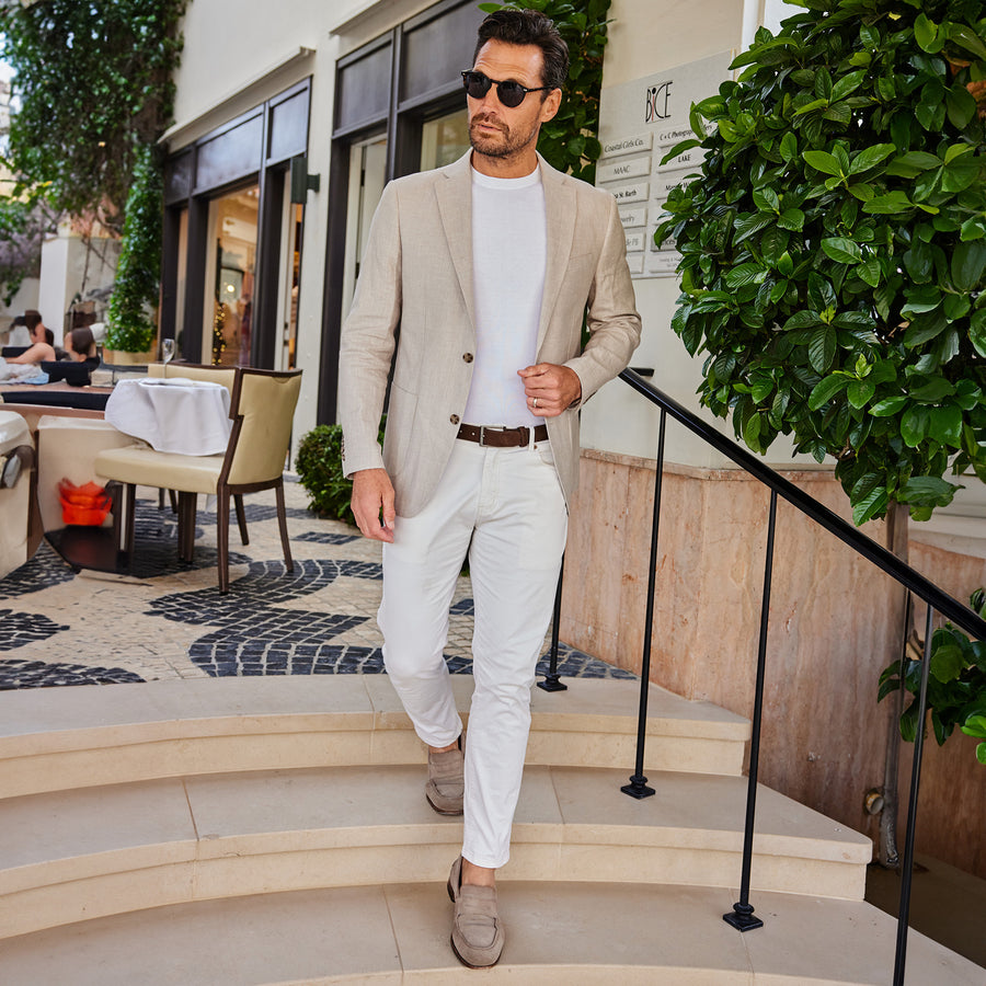 The Lorenzo Linen & Cotton Blazer Sand – Collars & Co.