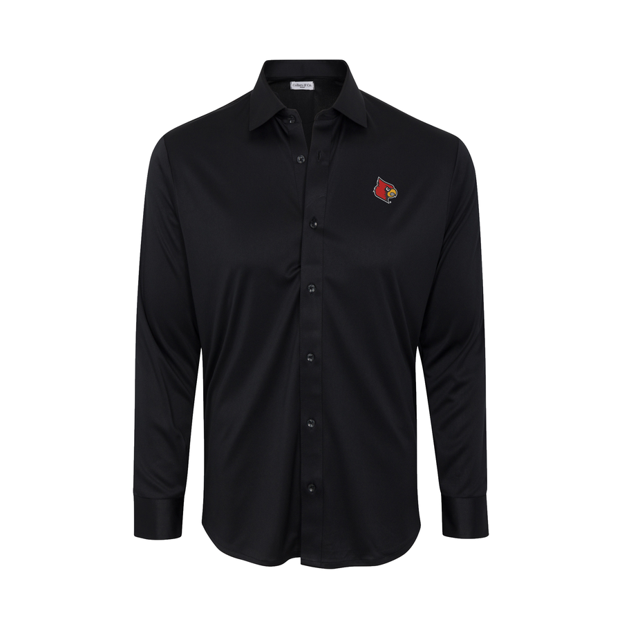 Louisville Quattro Flex Dress Shirt with Semi-Spread Collar Black
