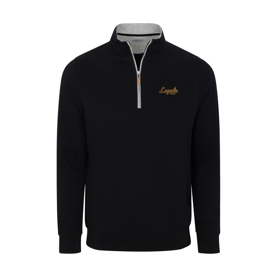 Loyola Chicago Black Heather Cloud Cotton Quarter Zip Pullover