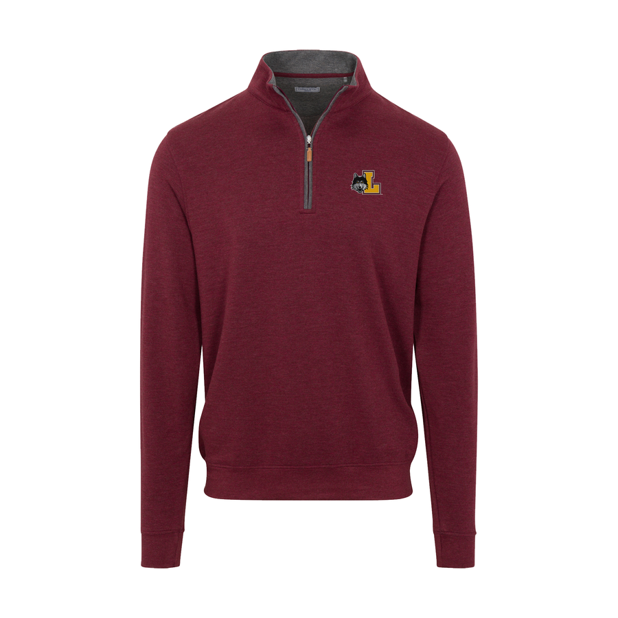 Loyola Chicago Merlot Heather Cloud Cotton Quarter Zip Pullover