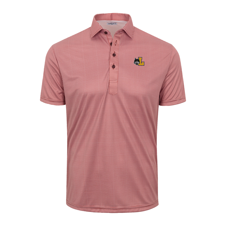Loyola Chicago Semi-Spread Collar Polo Maroon Houndstooth
