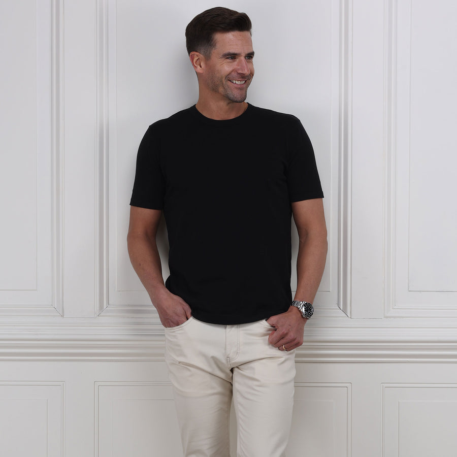 Lucca Luxury Touch Cotton and Silk T-Shirt Black