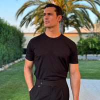 Lucca Luxury Touch Cotton and Silk T-Shirt Black – Collars & Co.