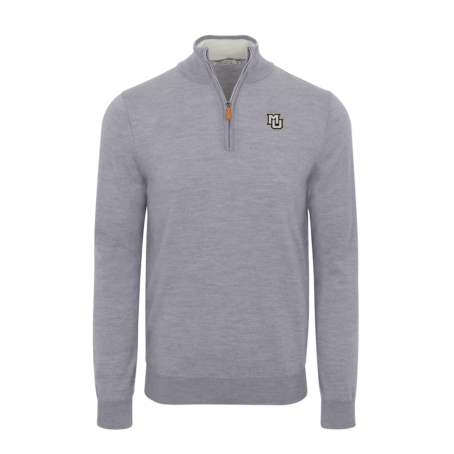 Marquette Grey Melange Cashmere Touch Australian Merino Quarter Zip Sweater
