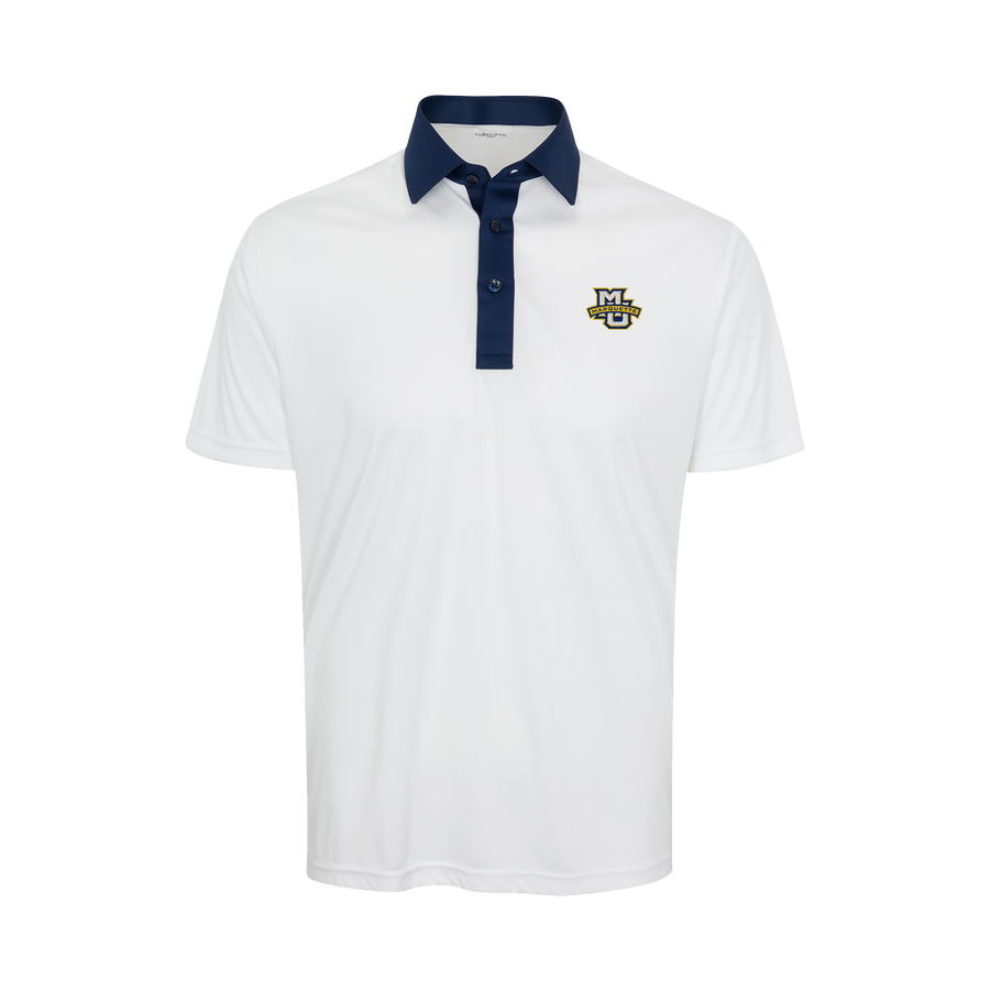 Marquette Semi-Spread Collar Polo Austin White with Navy Accent