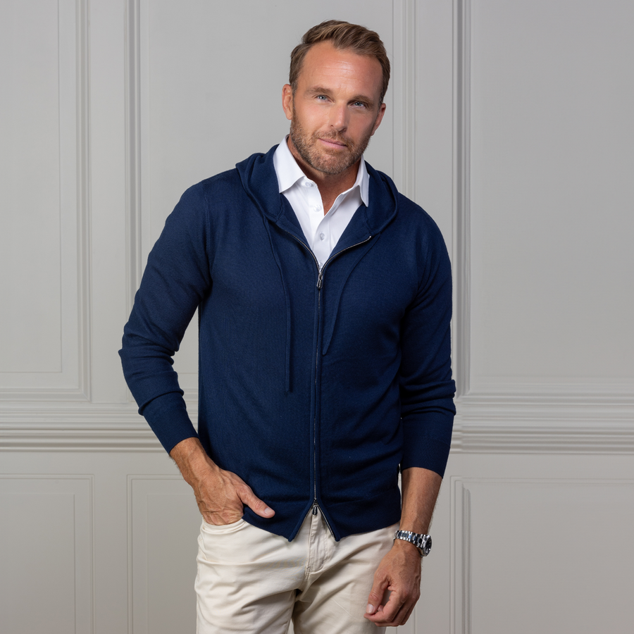 Melbourne Merino Hoodie Navy