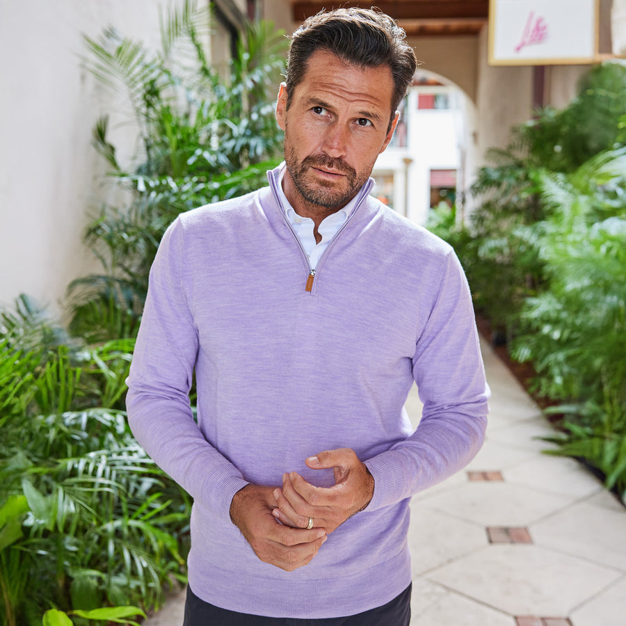 Cashmere Touch Australian Merino Quarter Zip Lavender – Collars & Co.