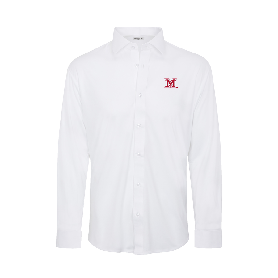 Miami Ohio Quattro Flex Dress Shirt with Semi-Spread Collar White