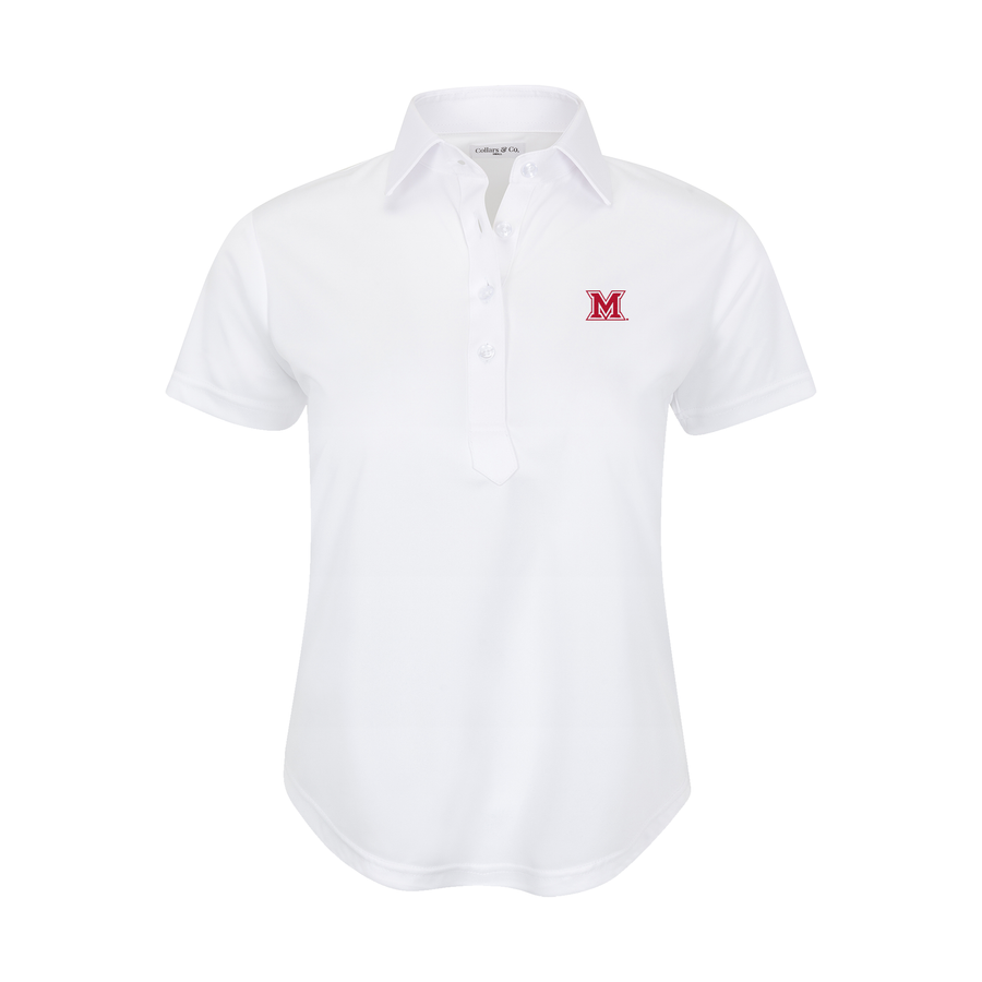 Miami Ohio Women's Cap Sleeve Semi Spread Polo White