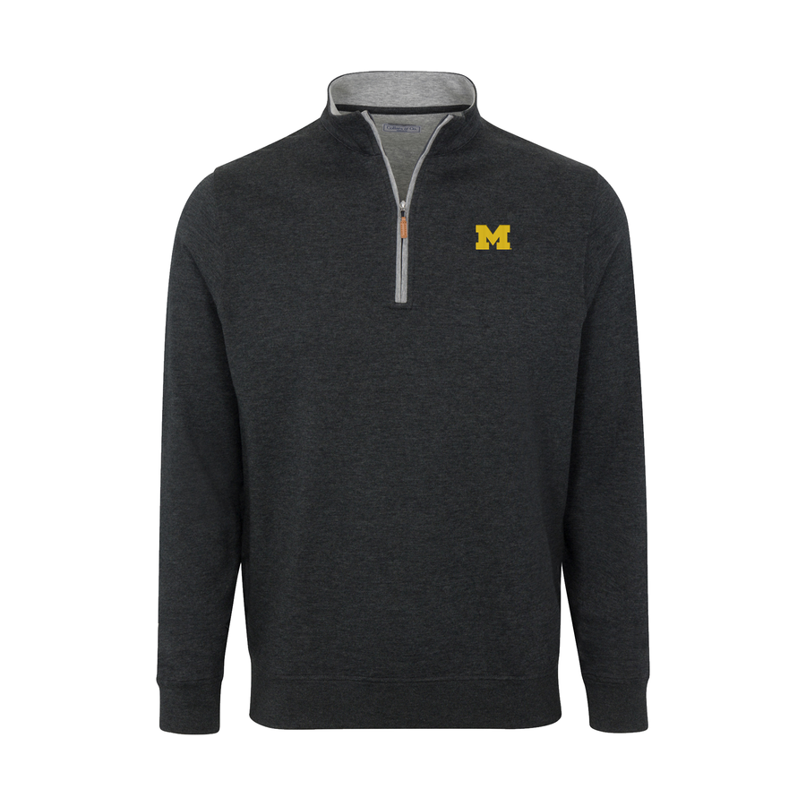 Michigan Charcoal Heather Cloud Cotton Quarter Zip Pullover