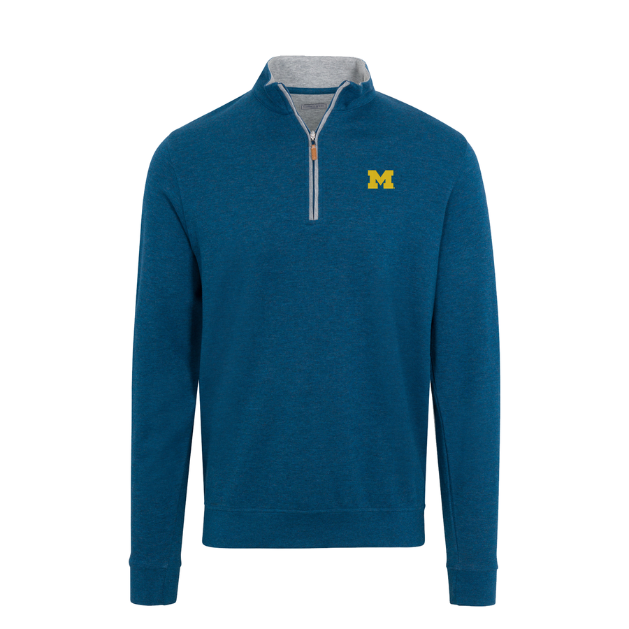 Michigan Indigo Heather Cloud Cotton Quarter Zip Pullover