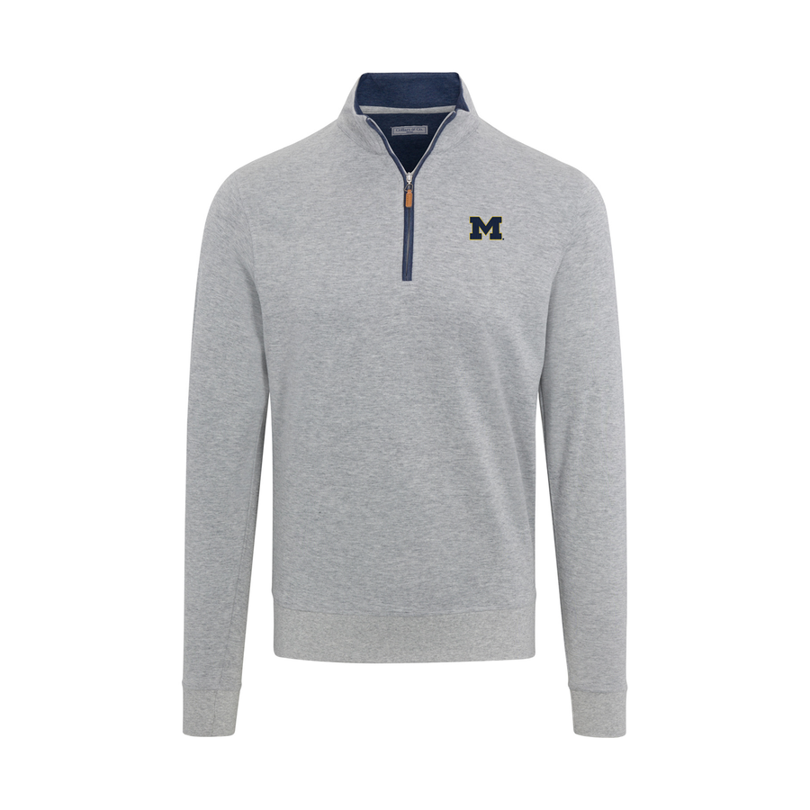 Michigan Light Grey Heather Cloud Cotton Quarter Zip Pullover