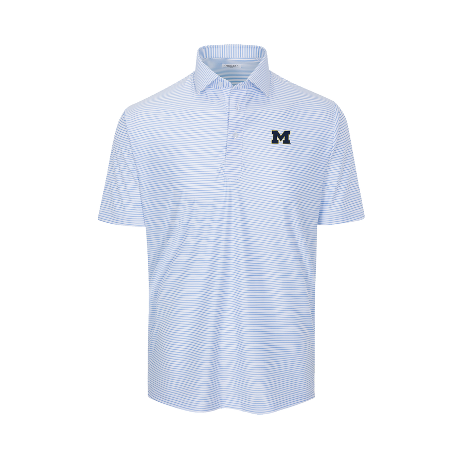 Michigan Featherweight Flex Polo Camden White with Blue Stripe