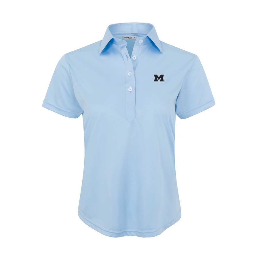 Michigan Women's Cap Sleeve Semi Spread Polo Sky Blue