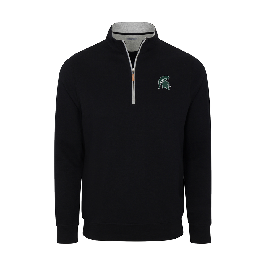 Michigan State Black Heather Cloud Cotton Quarter Zip Pullover