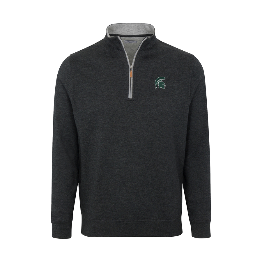 Michigan State Charcoal Heather Cloud Cotton Quarter Zip Pullover