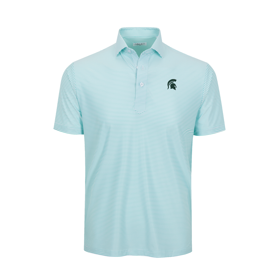 Michigan State Featherweight Flex Polo Augusta Green Stripe