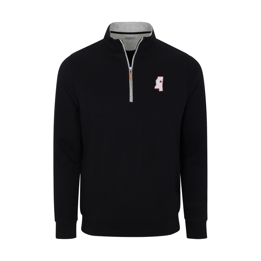 Mississippi State Black Heather Cloud Cotton Quarter Zip Pullover