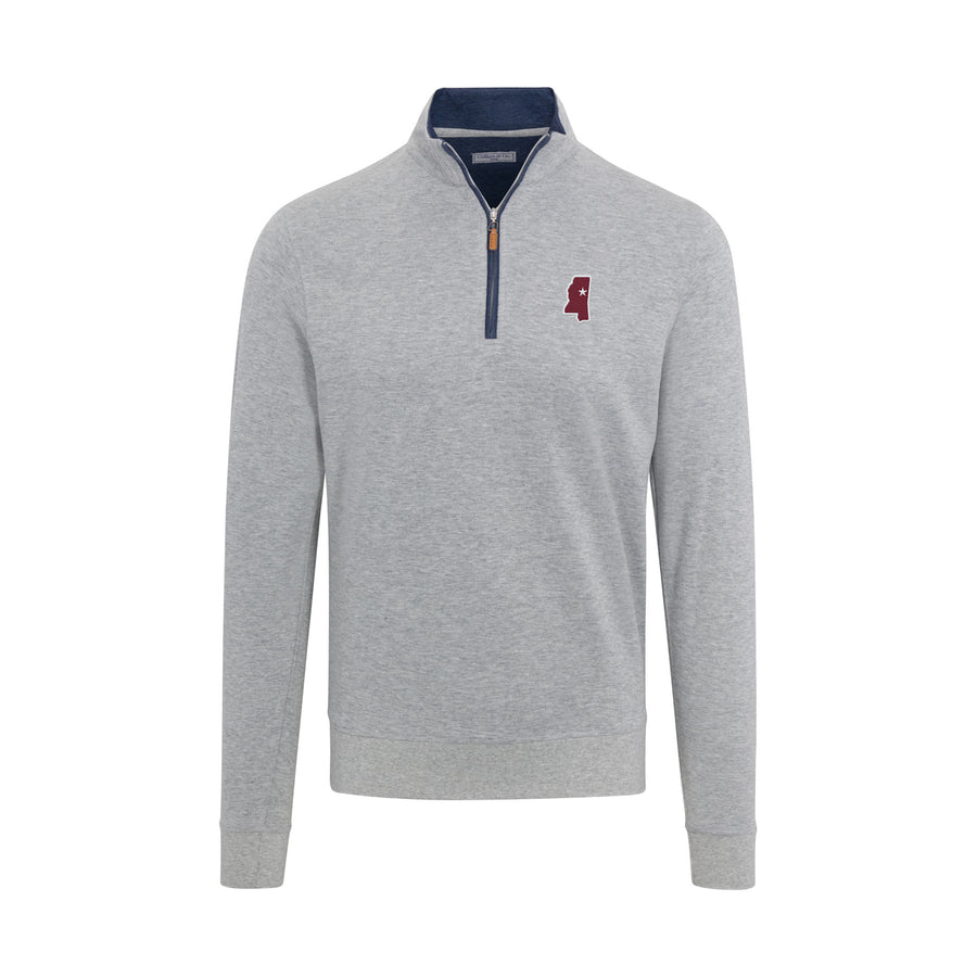 Mississippi State Light Grey Heather Cloud Cotton Quarter Zip Pullover