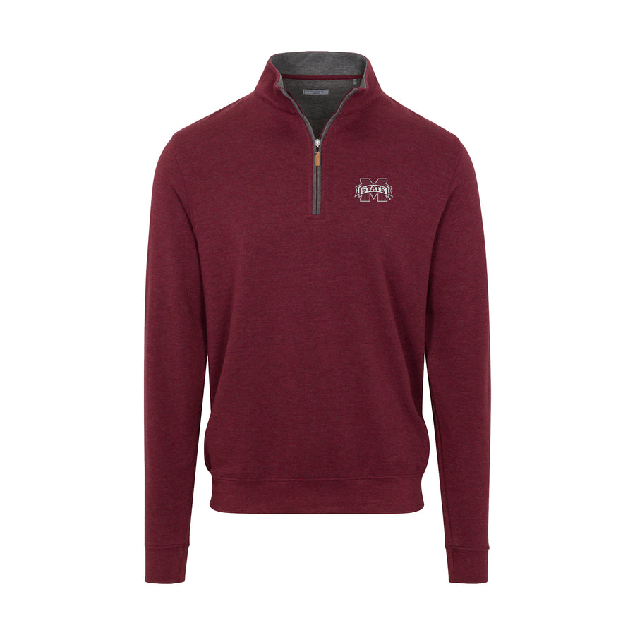 Mississippi State Merlot Heather Cloud Cotton Quarter Zip Pullover