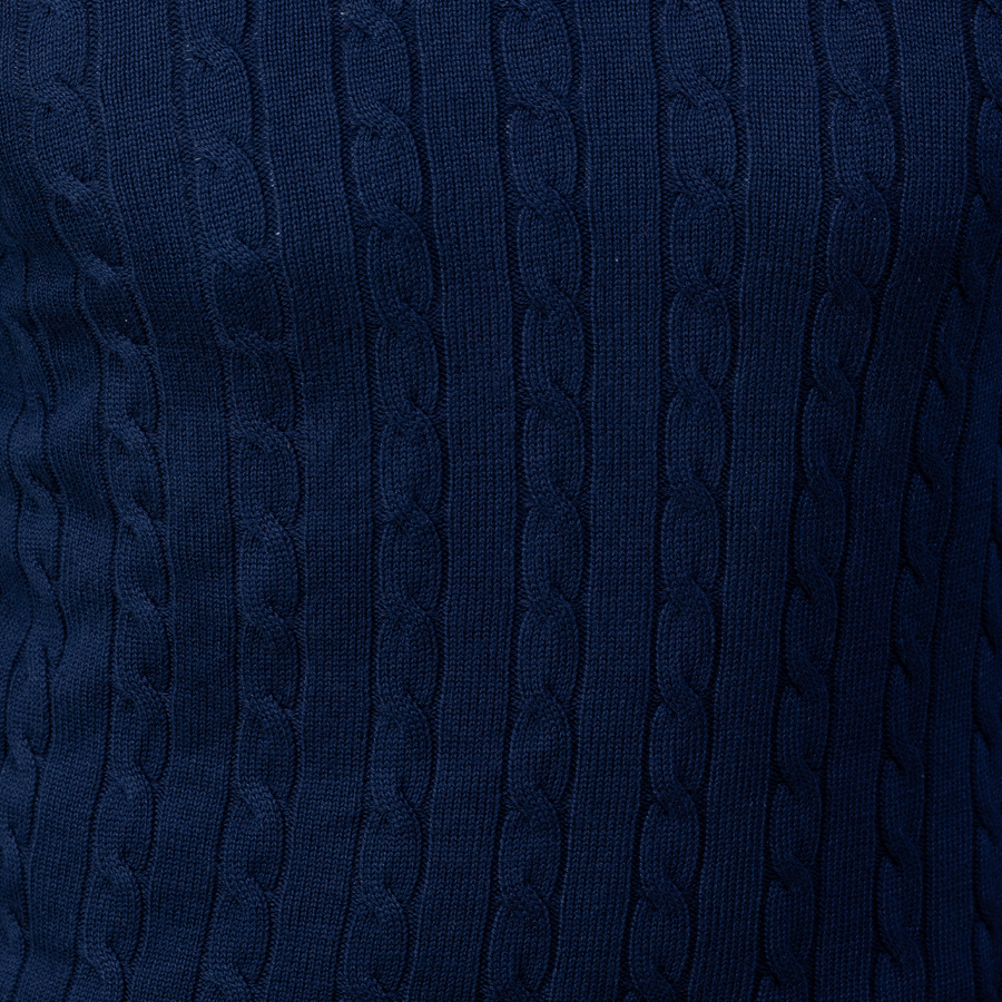 Navy Kensington Cable Knit Quarter Zip Sweater