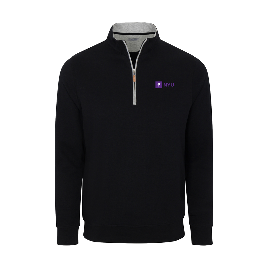 New York University Black Heather Cloud Cotton Quarter Zip Pullover