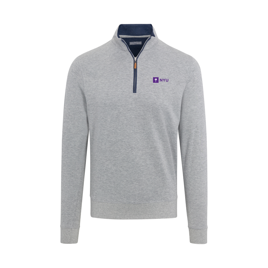 New York University Light Grey Heather Cloud Cotton Quarter Zip Pullover