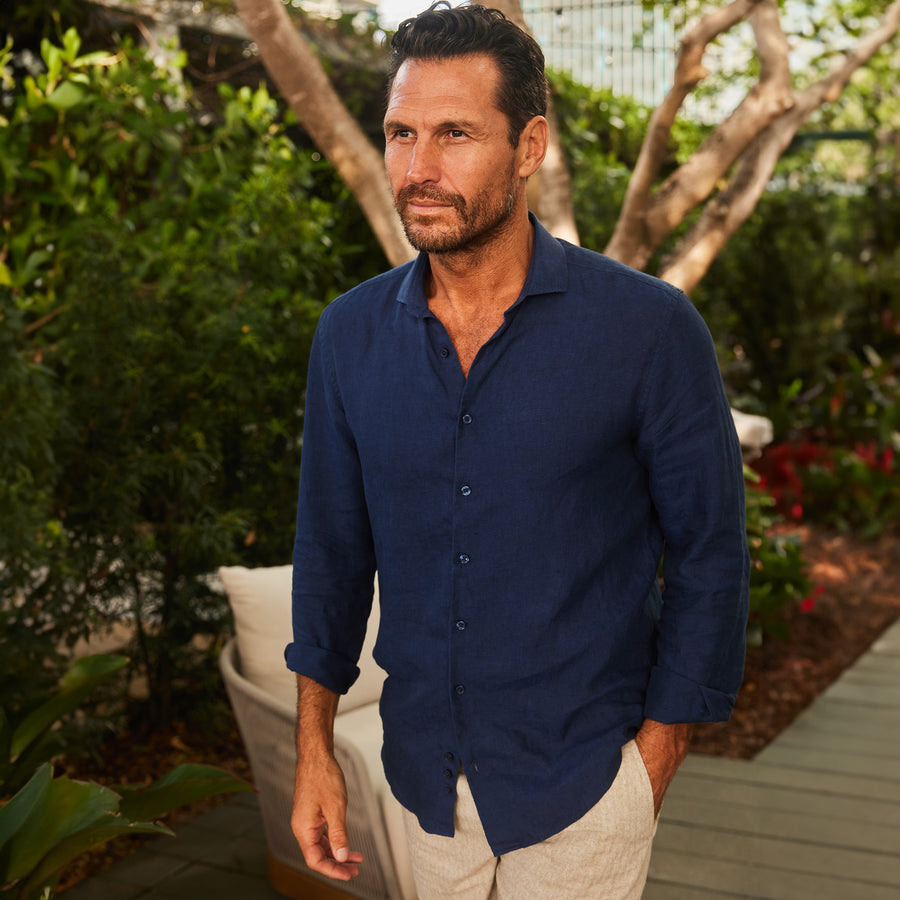 Toscano Linen Shirt Navy 2XL / Navy