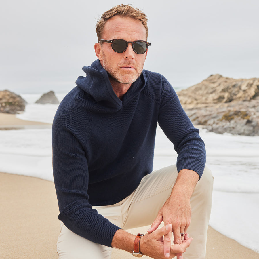 Double Knit Premium Cotton Hoodie Navy
