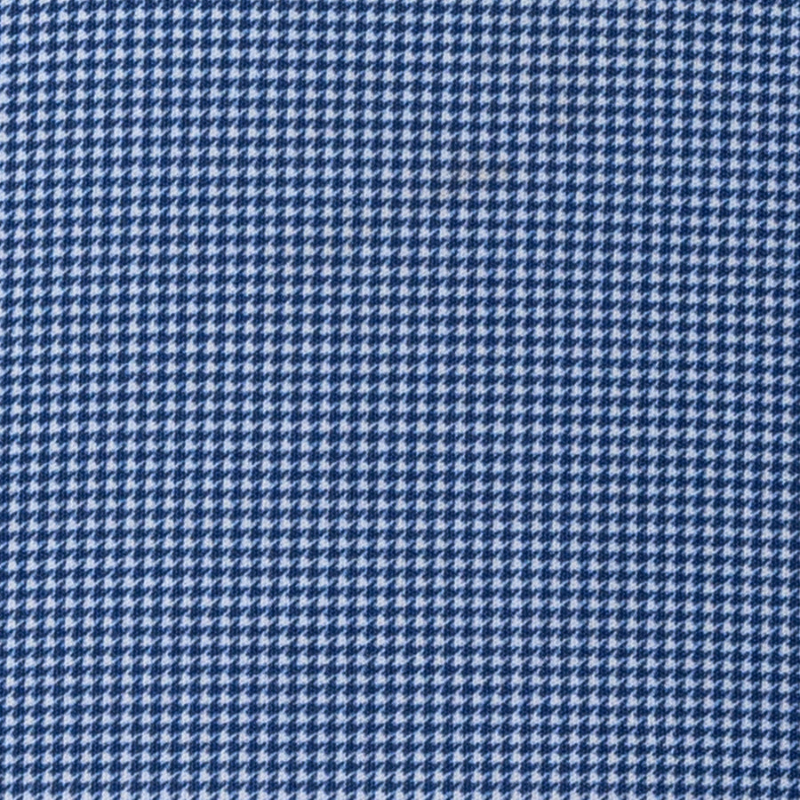 Semi-Spread Collar Polo Navy Houndstooth