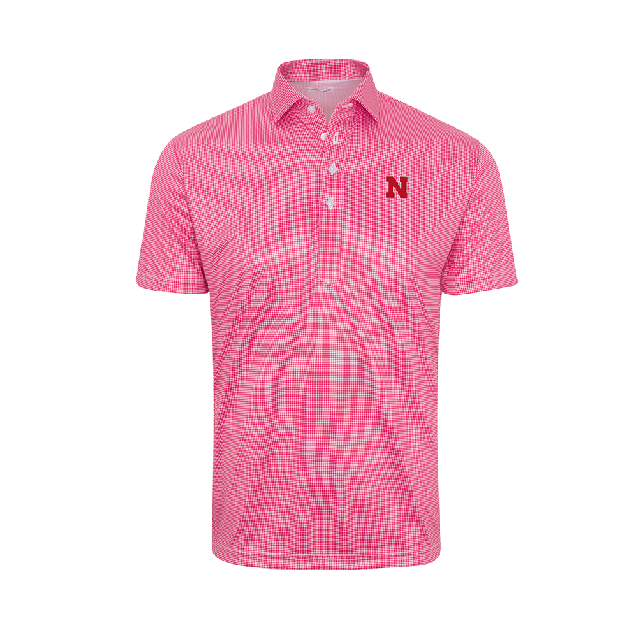 Nebraska Semi-Spread Collar Red Houndstooth