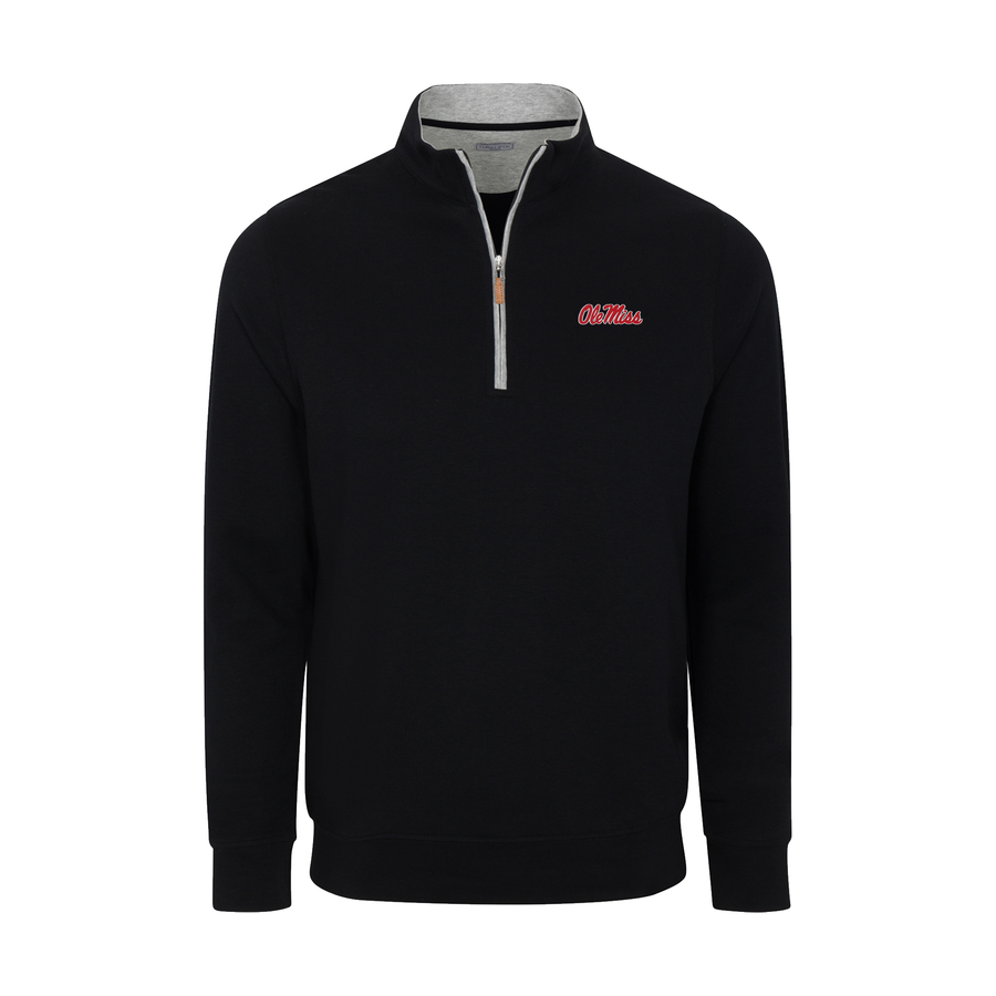 Ole Miss Black Heather Cloud Cotton Quarter Zip Pullover