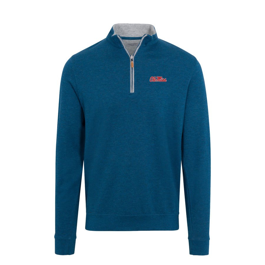 Ole Miss Indigo Heather Cloud Cotton Quarter Zip Pullover