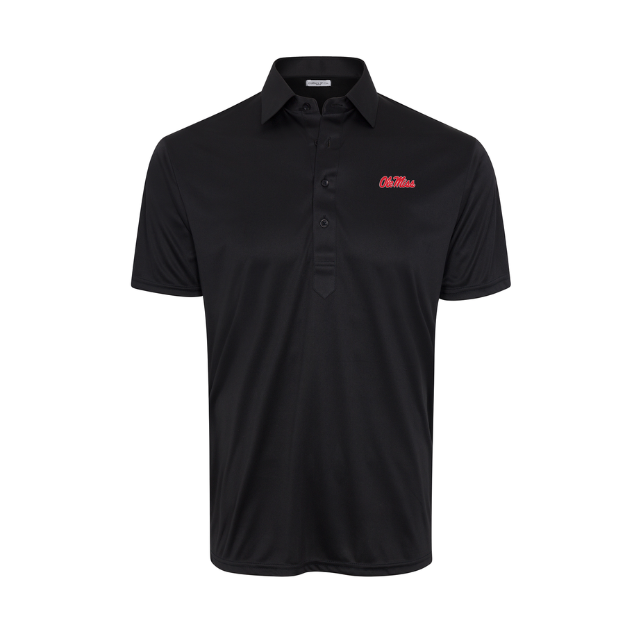 Ole Miss Semi-Spread Collar Polo Black