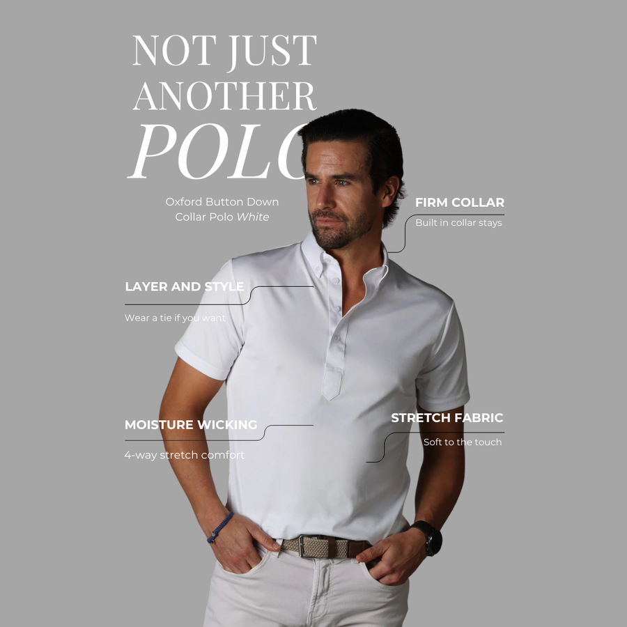 Oxford Button Down Collar Polo White