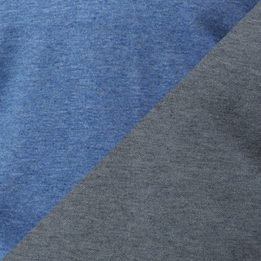 Pacific Blue and Grey Zen Cotton Blend Reversible Quarter Zip Pullover
