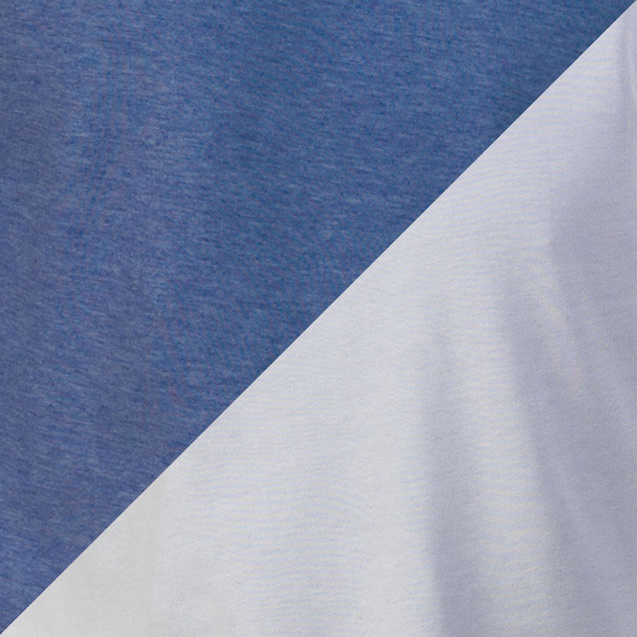 Pacific Blue and Off White Zen Cotton Blend Reversible Quarter Zip Pullover