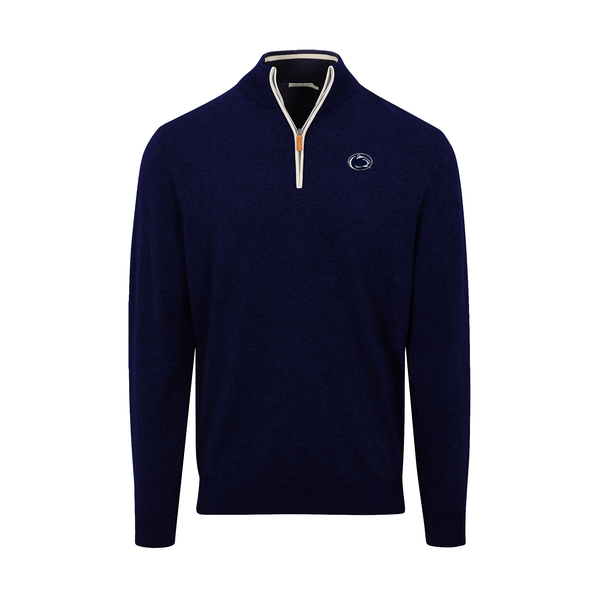 【新品】COTTON CASHMERE Men's Calton Cotton Cable Quarter Zip Sweater Navy