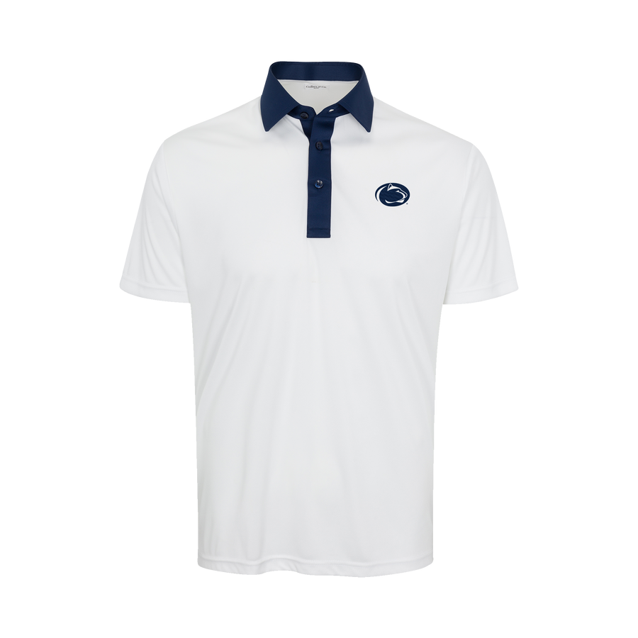 Penn State Semi-Spread Collar Polo Austin White with Navy Accent