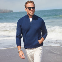 Napoli Pocket Quarter Zip Wool Sweater Navy – Collars & Co.