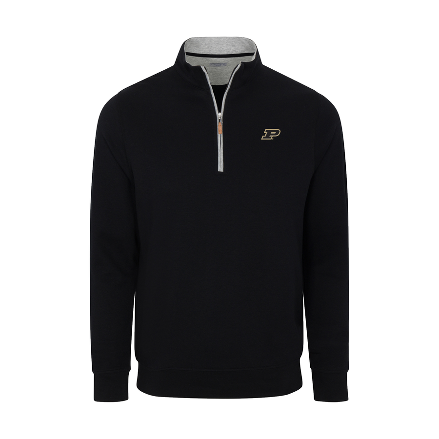 Purdue Black Heather Cloud Cotton Quarter Zip Pullover