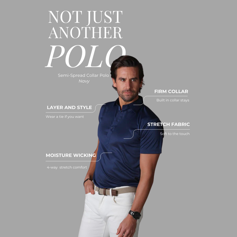 Semi-Spread Collar Polo Navy