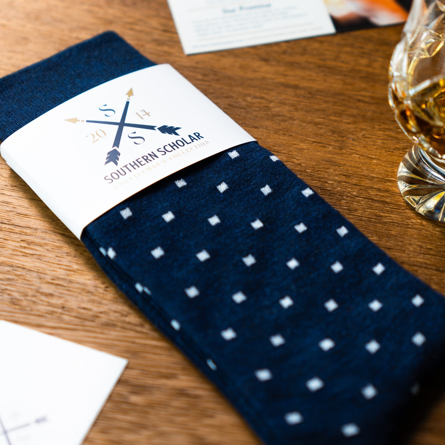 Collars & Co. x Southern Scholar - The Lehmans Navy with White Micro Squares