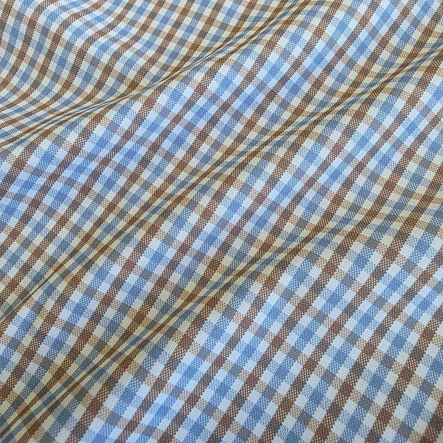 Apex Performance Dress Shirt Semi-Spread Collar Tan and Blue Tattersall 3XL / Tan and Blue Tattersall