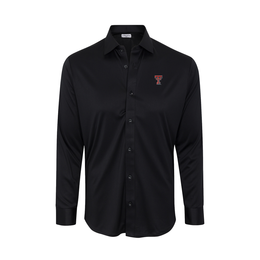 Texas Tech Quattro Flex Dress Shirt with Semi-Spread Collar Black