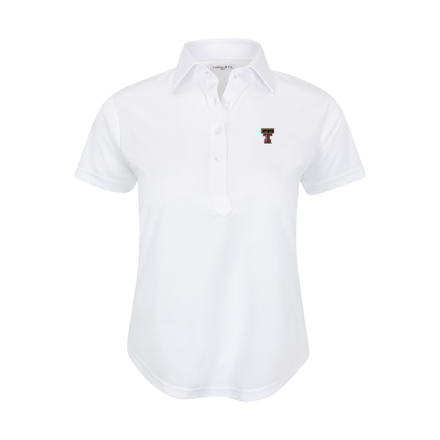 Texas Tech Women's Cap Sleeve Semi Spread Polo White