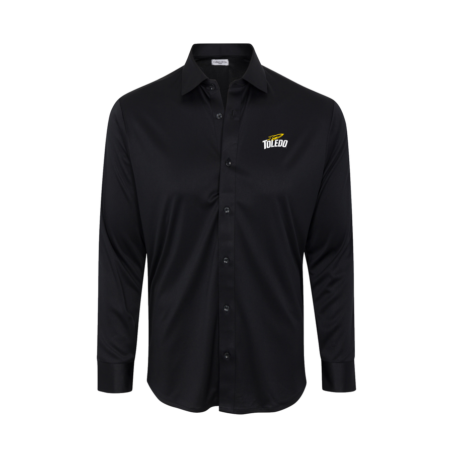 Toledo Quattro Flex Dress Shirt with Semi-Spread Collar Black