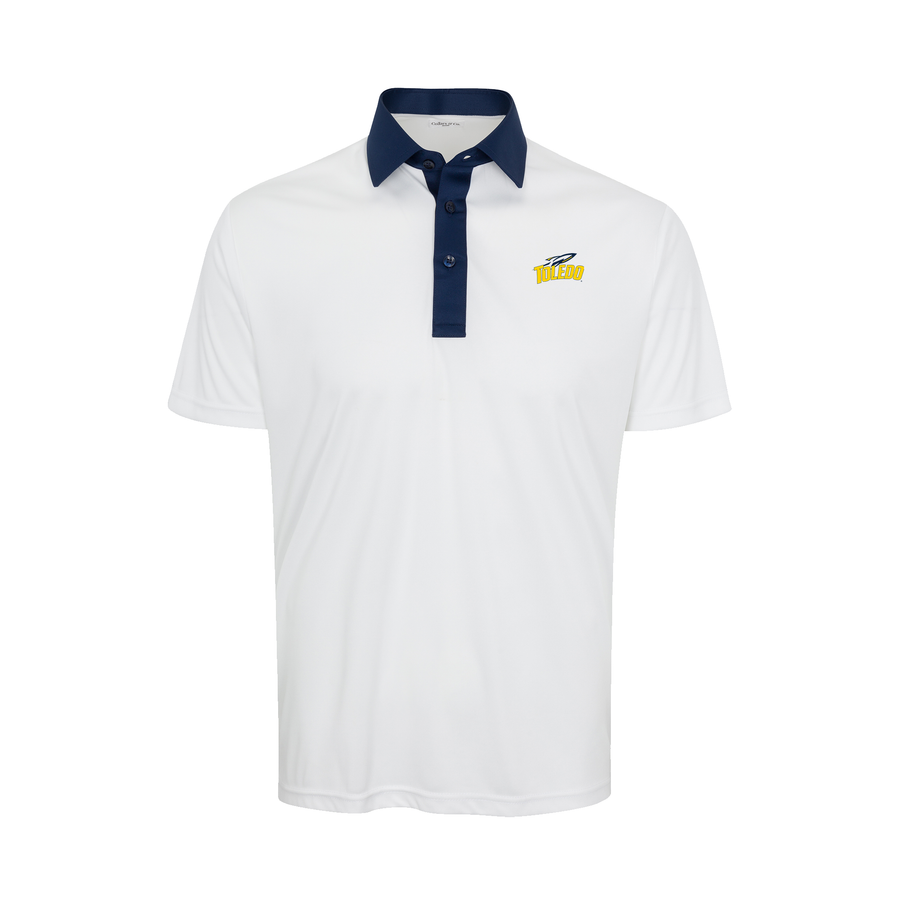 Toledo Semi-Spread Collar Polo Austin White with Navy Accent