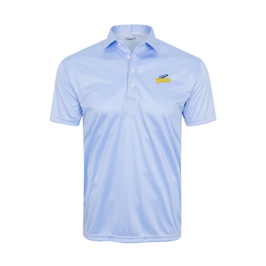 Toledo Semi-Spread Collar Polo Blue Houndstooth